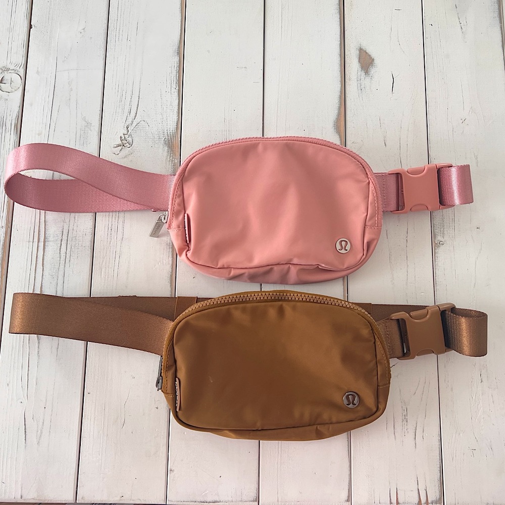 Lululemon Everywhere Belt Bag Pink Pastel and Burnt Caramel 1L Bundle